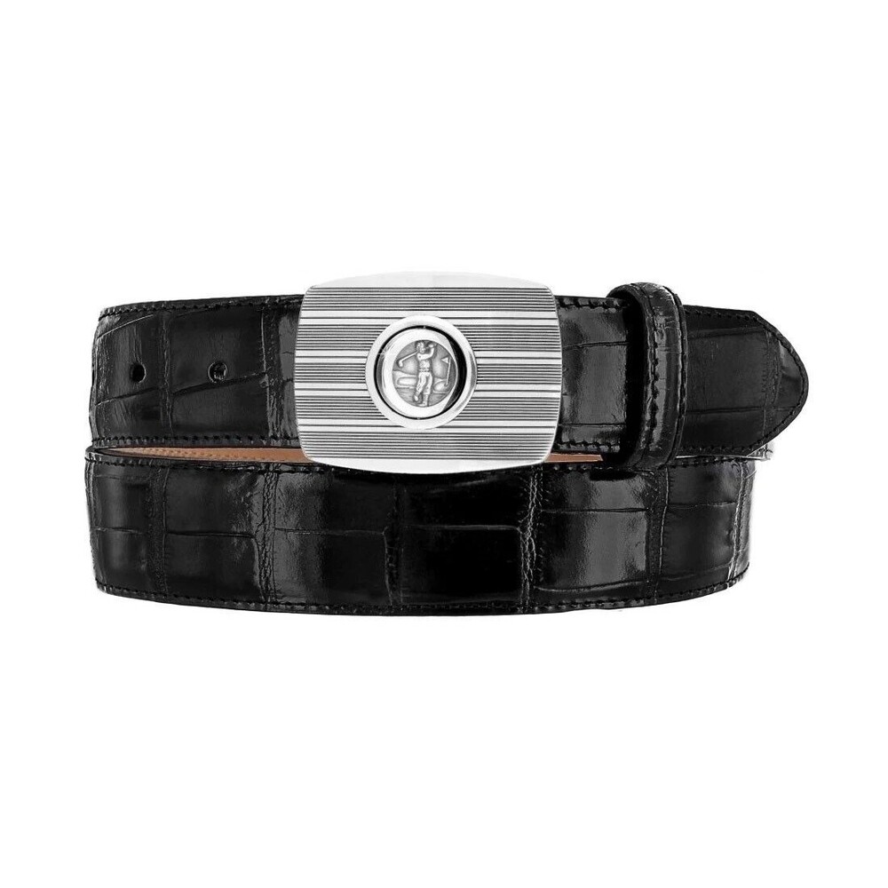 NWT BRIGHTON men's 34 Golf buckle belt leather black croc Royal Troon designer